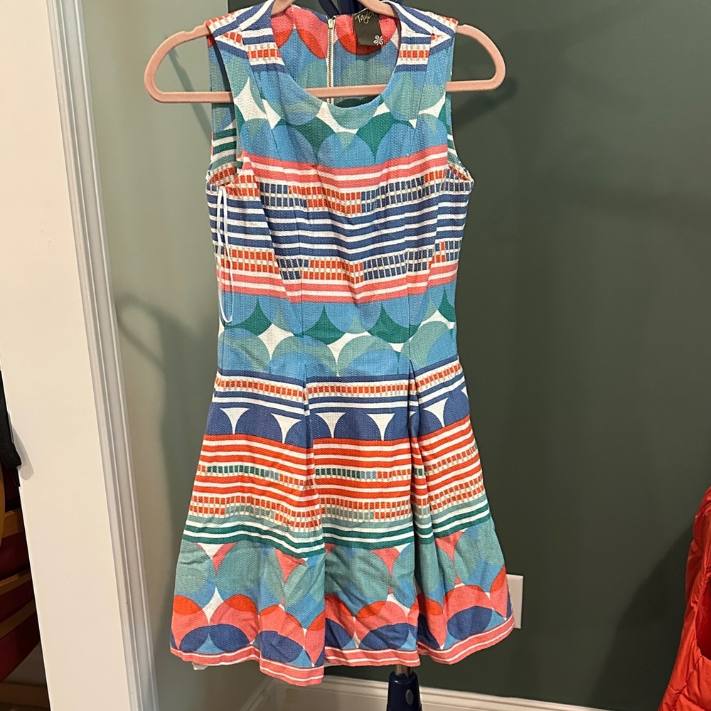 Taylor Blue and Pink Fit and Flare Sundress